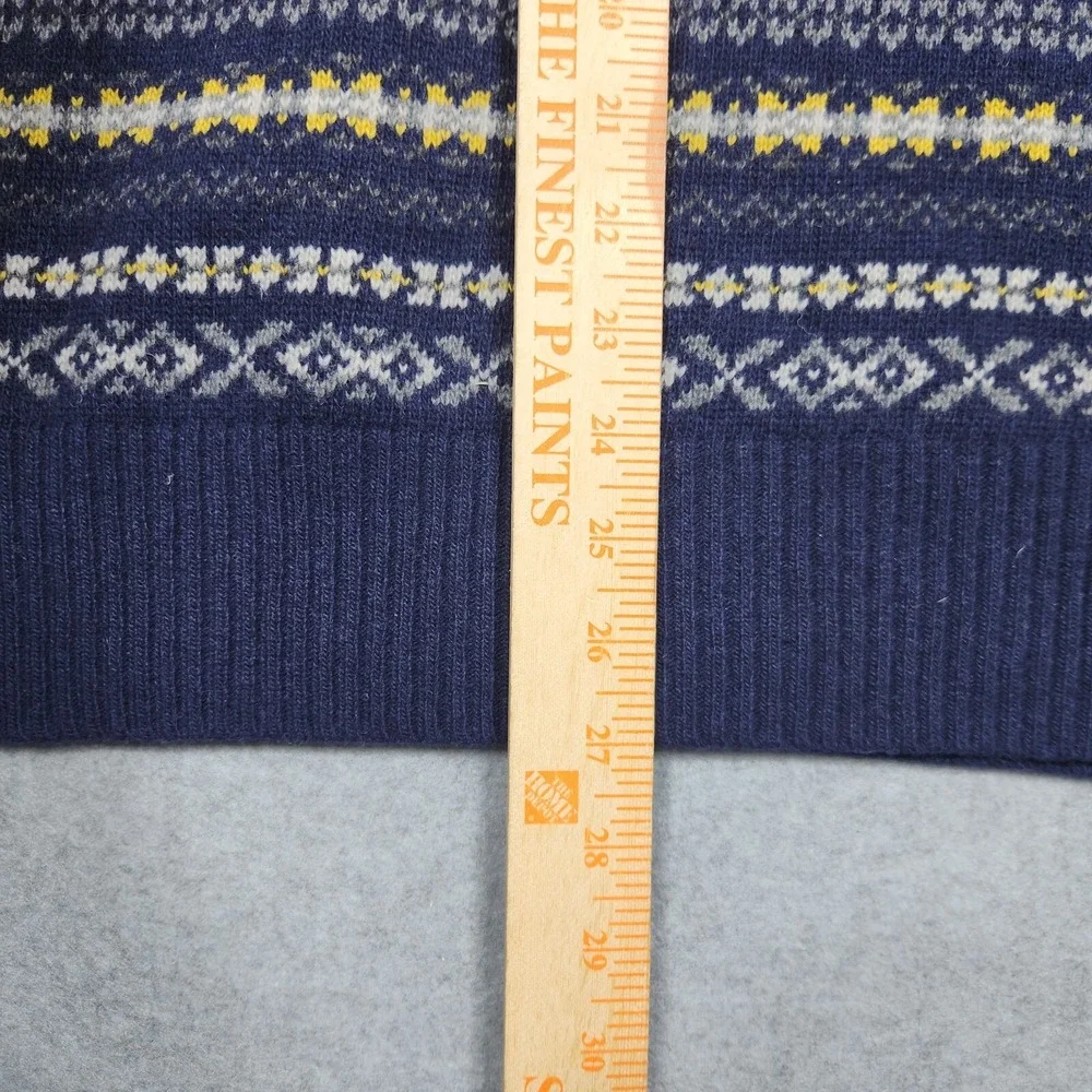 Banana Republic Sweater XL Blue Fair Isle Crew Knit Italian‎ Yarn Pullover Cozy